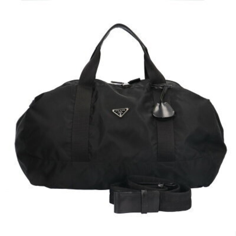 Prada ReNylon Saffiano leather duffle bag black